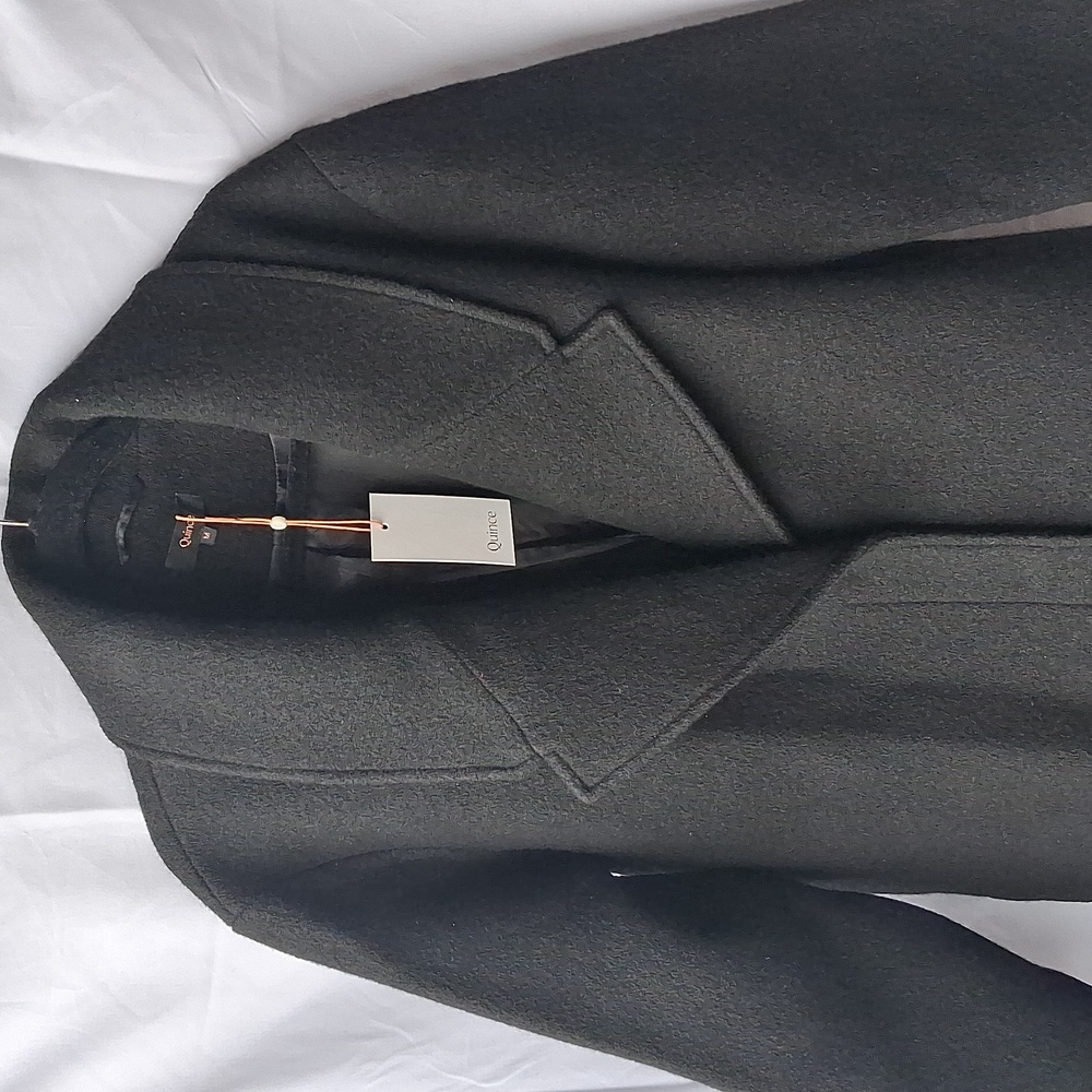 Quince 100% Merino Wool Shawl Collar Long Coat Black M - Picture 5 of 15